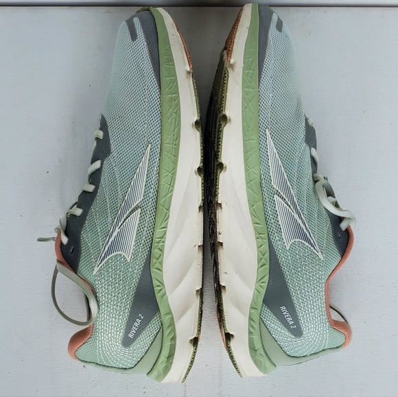 Altra Rivera 2 Womens Green Peach Running Walking Athletic Shoes - Picture 4 of 9